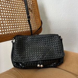 90s Ganson Woven Leather Crossbody Bag
